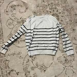 Striped White and Black Women's Sweater